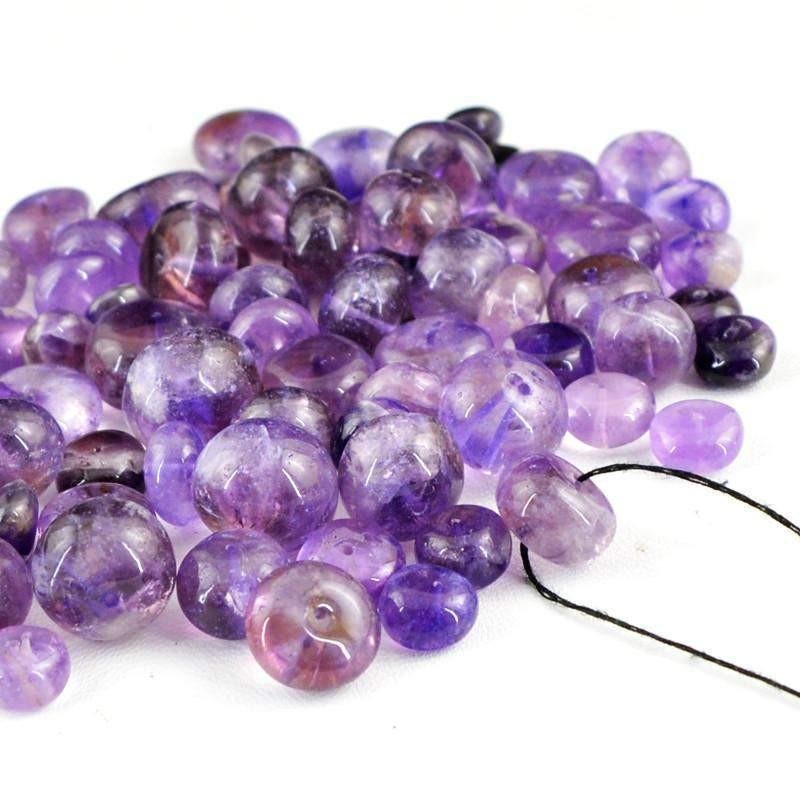 gemsmore:Natural Purple Amethyst Round Drilled Beads Lot