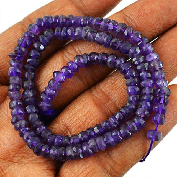 gemsmore:Natural Purple Amethyst Round Shape Beads Strand