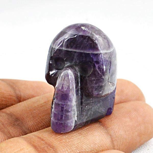 gemsmore:Natural Purple Amethyst Single Gem Hand Carved Skull