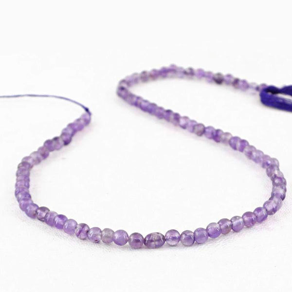 gemsmore:Natural Purple Amethyst Strand Round Shape Untreated Beads