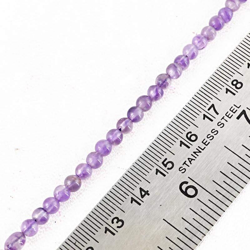 gemsmore:Natural Purple Amethyst Strand Round Shape Untreated Beads