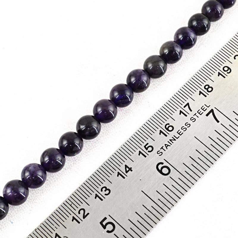 gemsmore:Natural Purple Amethyst Strand Round Shape Untreated Drilled Beads