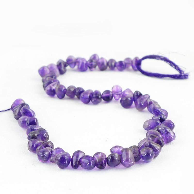 gemsmore:Natural Purple Amethyst Unheated Drilled Beads Strand