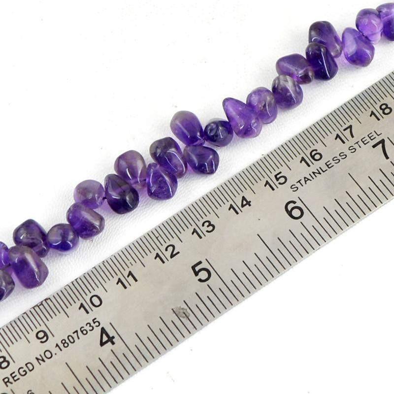 gemsmore:Natural Purple Amethyst Unheated Drilled Beads Strand