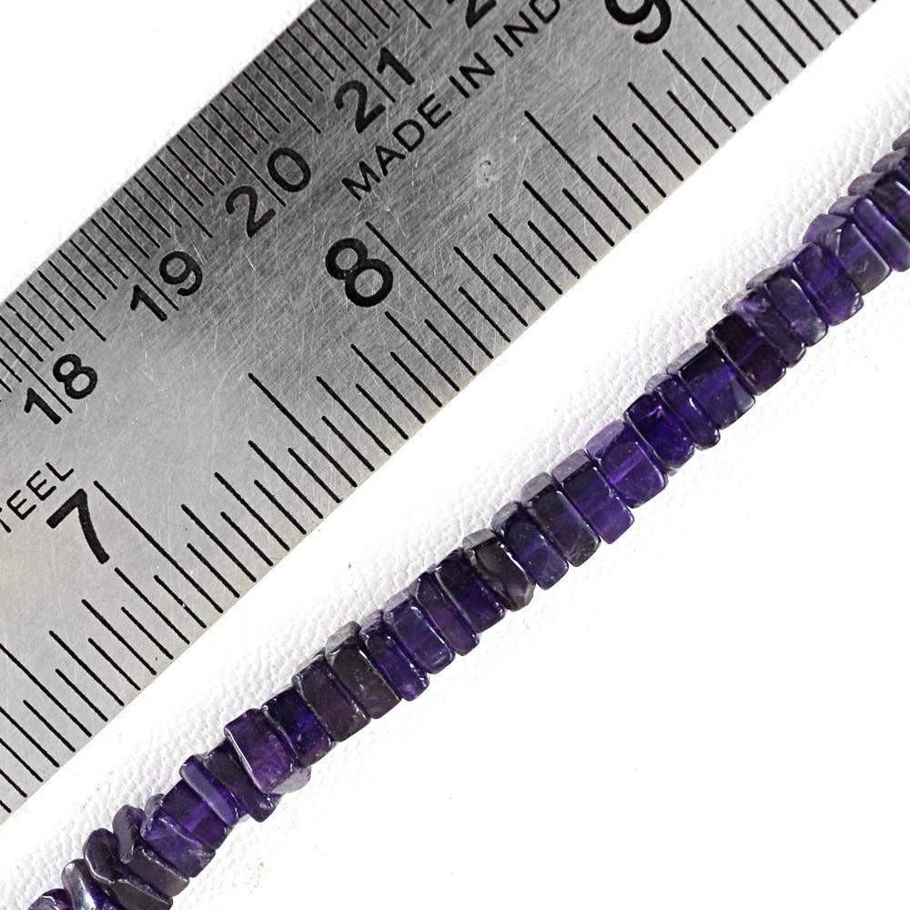 gemsmore:Natural Purple Amethyst Untreated Drilled Beads Strand