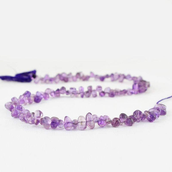 gemsmore:Natural Purple Amethyst Untreated Drilled Beads Strand