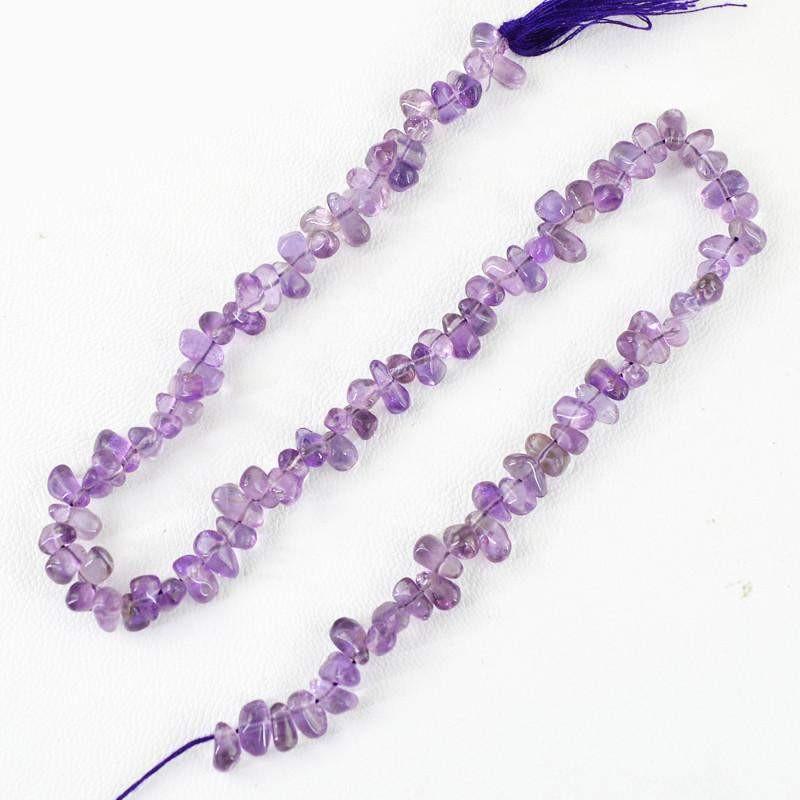 gemsmore:Natural Purple Amethyst Untreated Drilled Beads Strand