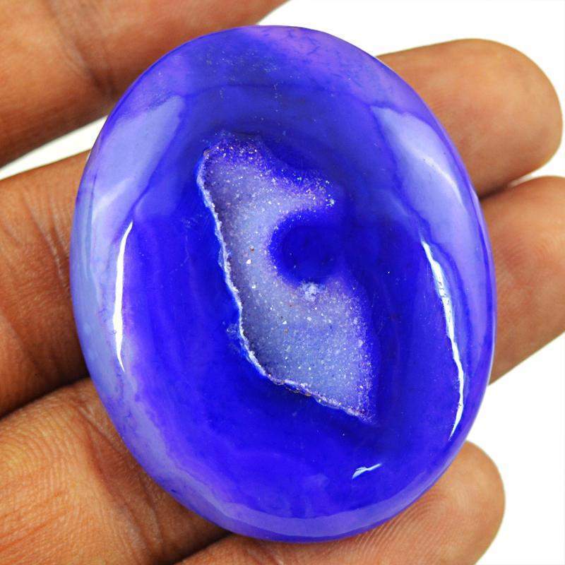gemsmore:Natural Purple Druzy Onyx Oval Shape Gemstone