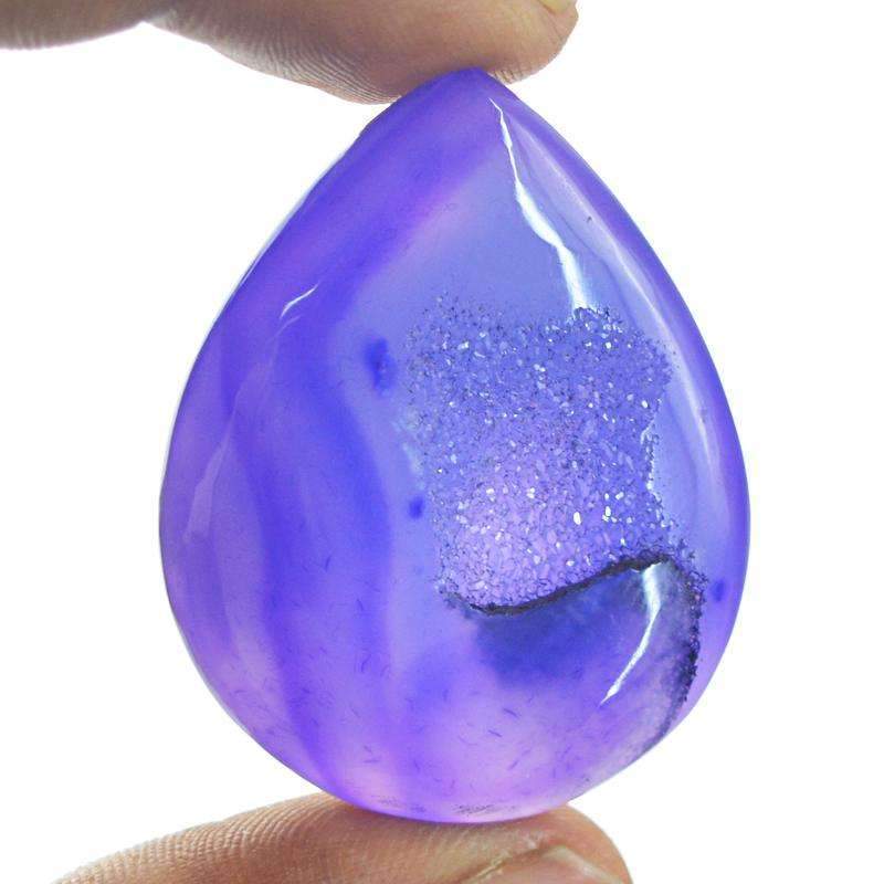 gemsmore:Natural Purple Druzy Onyx Pear Shape Gemstone
