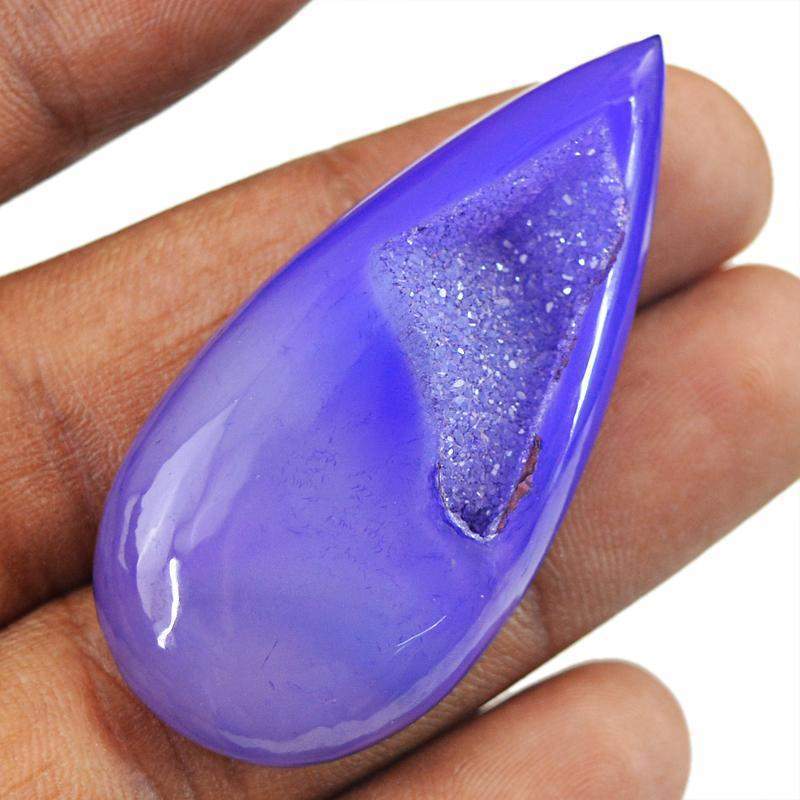 gemsmore:Natural Purple Druzy Onyx Pear Shape Loose Gemstone