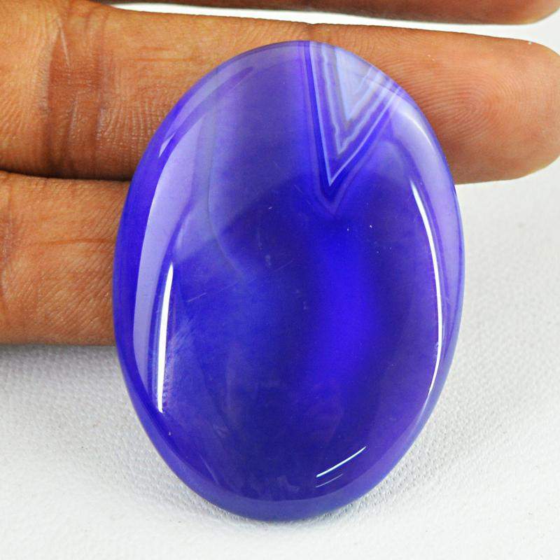 gemsmore:Natural Purple Striped Onyx Oval Shape Gemstone