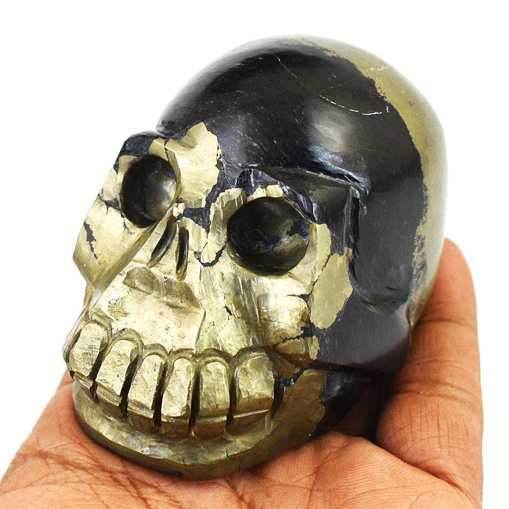 gemsmore:Natural Pyrite Hand Carved Skull