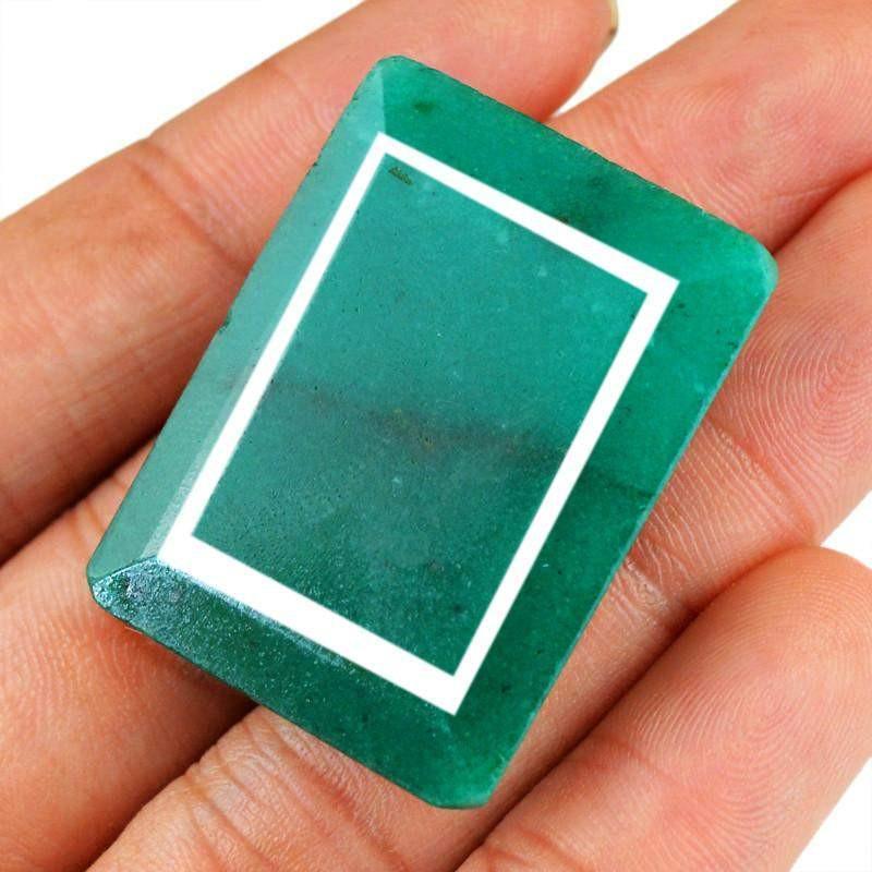 Natural Rectangular Shape Green Emerald Gem