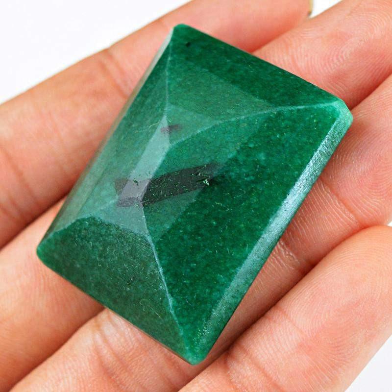 gemsmore:Natural Rectangular Shape Green Emerald Gemstone