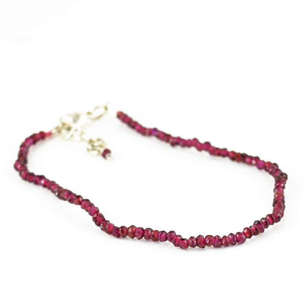 gemsmore:Natural Red Garnet Bracelet Faceted Round Shape Beads
