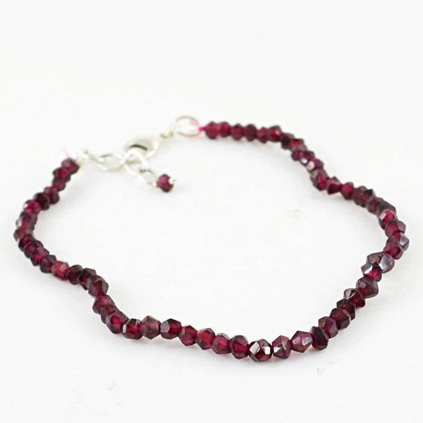gemsmore:Natural Red Garnet Bracelet Round Shape Faceted Beads