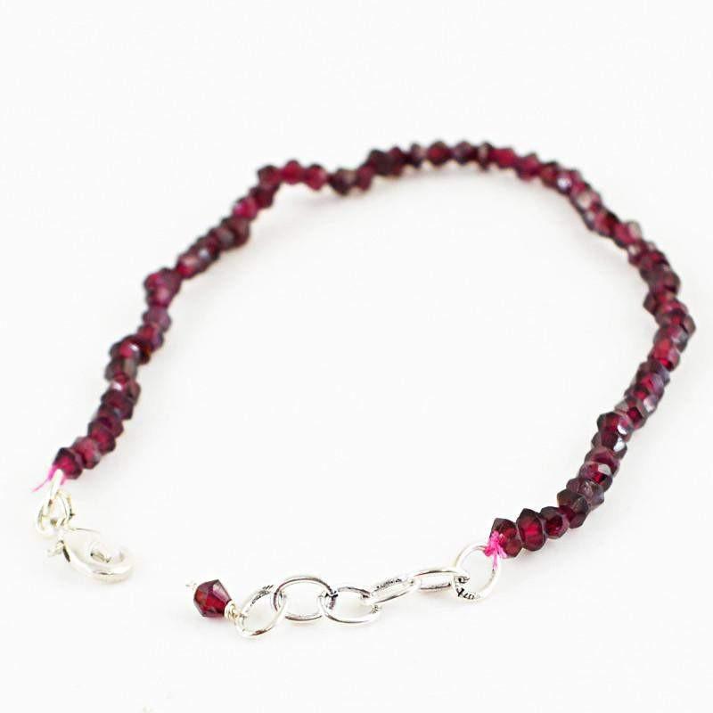 gemsmore:Natural Red Garnet Bracelet Round Shape Faceted Beads