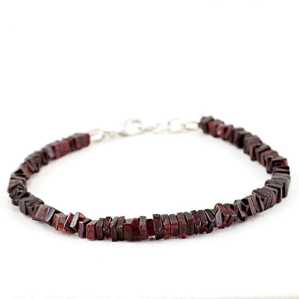 gemsmore:Natural Red Garnet Bracelet Untreated Beads