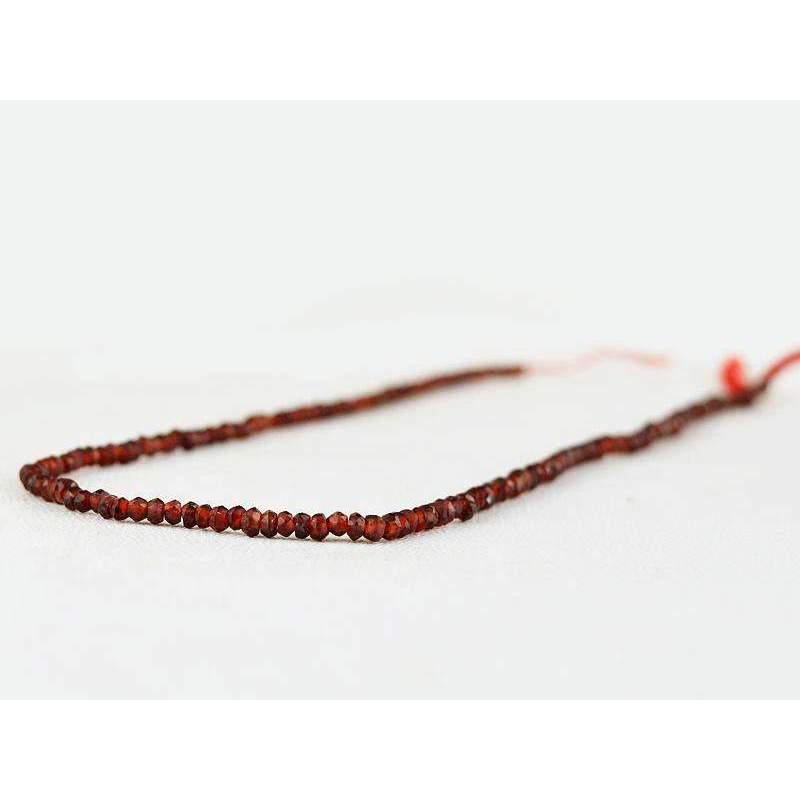 gemsmore:Natural Red Garnet Drilled Beads Strand Round Shape Faceted