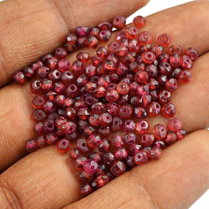 gemsmore:Natural Red Garnet Faceted Beads Lot
