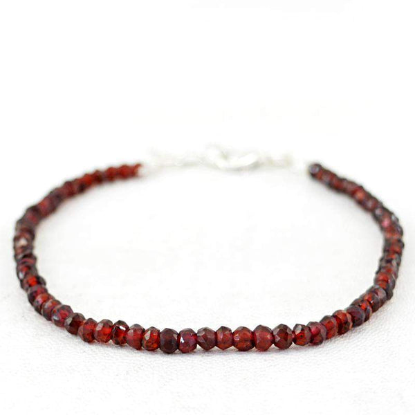 gemsmore:Natural Red Garnet Necklace Round Shape Faceted Beads