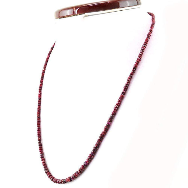 gemsmore:Natural Red Garnet Necklace Round Shape Faceted Beads