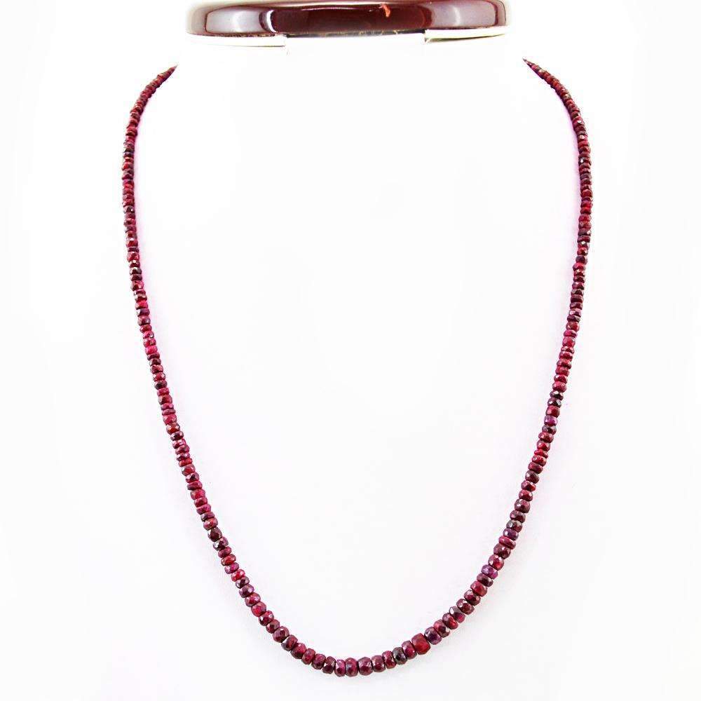 gemsmore:Natural Red Garnet Necklace Round Shape Faceted Beads