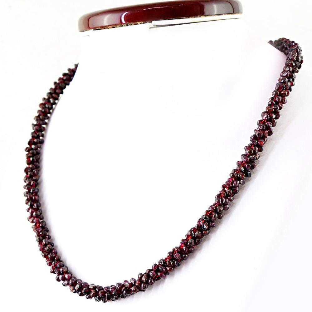 gemsmore:Natural Red Garnet Necklace Single Strand Unheated Beads