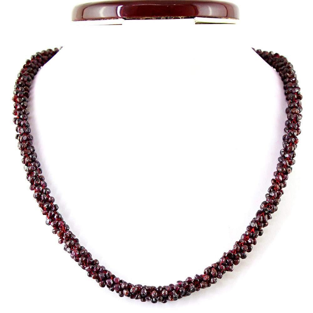 gemsmore:Natural Red Garnet Necklace Single Strand Unheated Beads