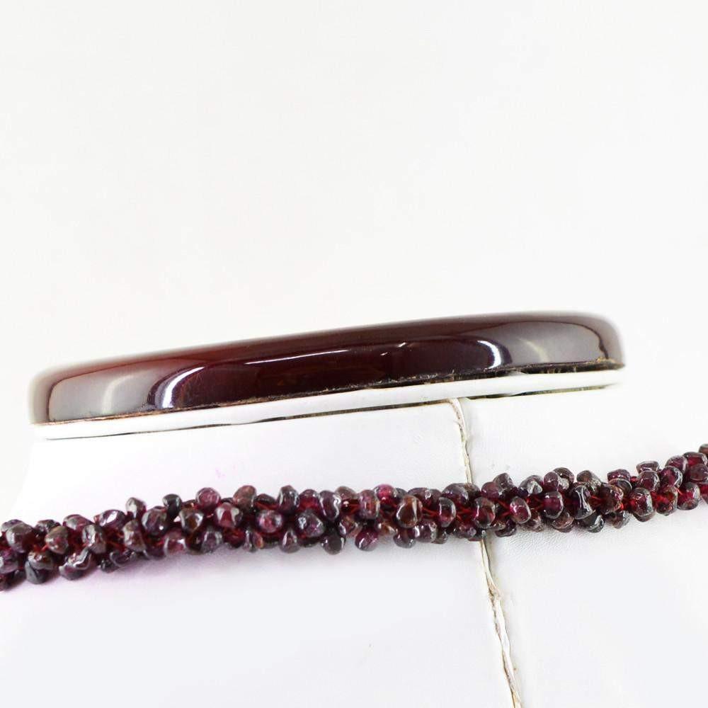 gemsmore:Natural Red Garnet Necklace Single Strand Unheated Beads