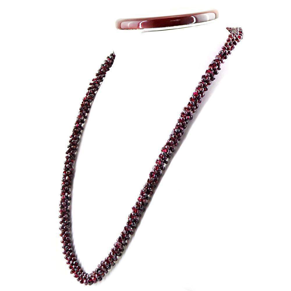 gemsmore:Natural Red Garnet Necklace Single Strand Untreated Beads