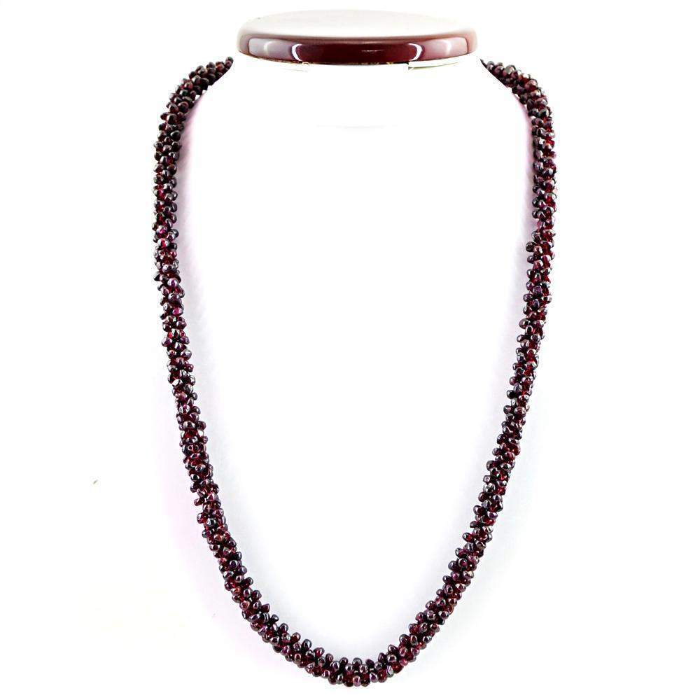 gemsmore:Natural Red Garnet Necklace Single Strand Untreated Beads