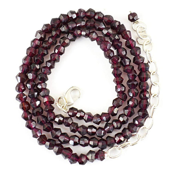 gemsmore:Natural Red Garnet Necklace Unheated Round Shape Faceted Beads