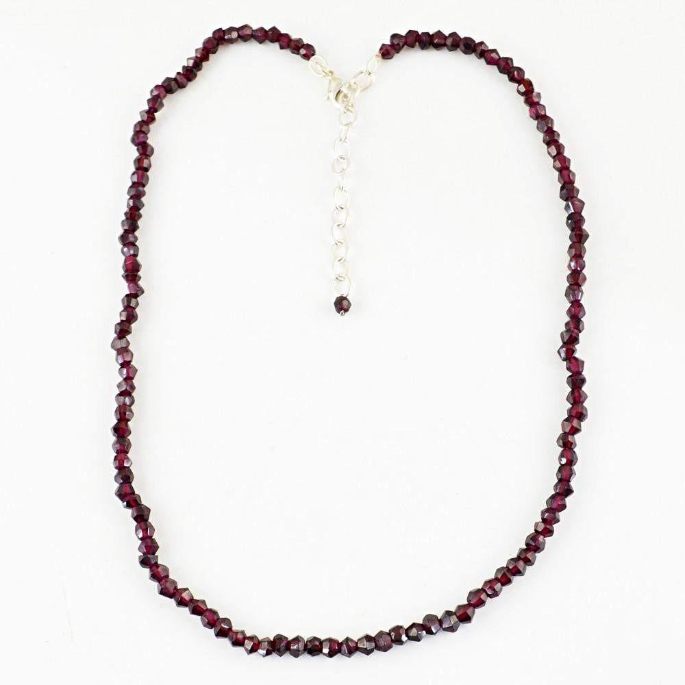 gemsmore:Natural Red Garnet Necklace Unheated Round Shape Faceted Beads