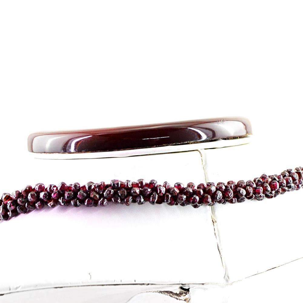 gemsmore:Natural Red Garnet Necklace Untreated Beads
