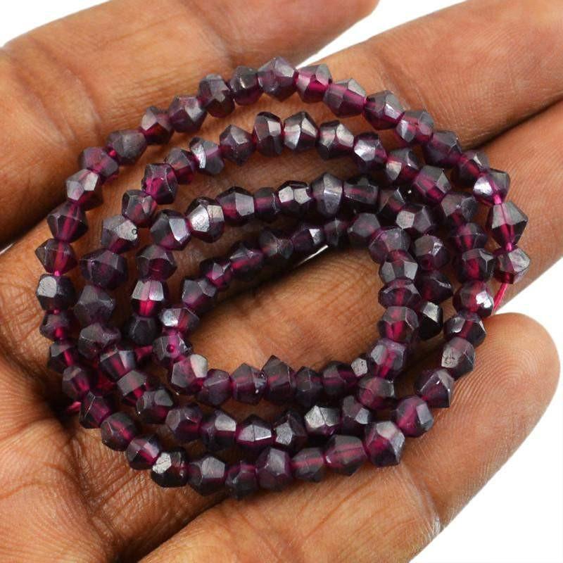 gemsmore:Natural Red Garnet Round Shape Beads Strand