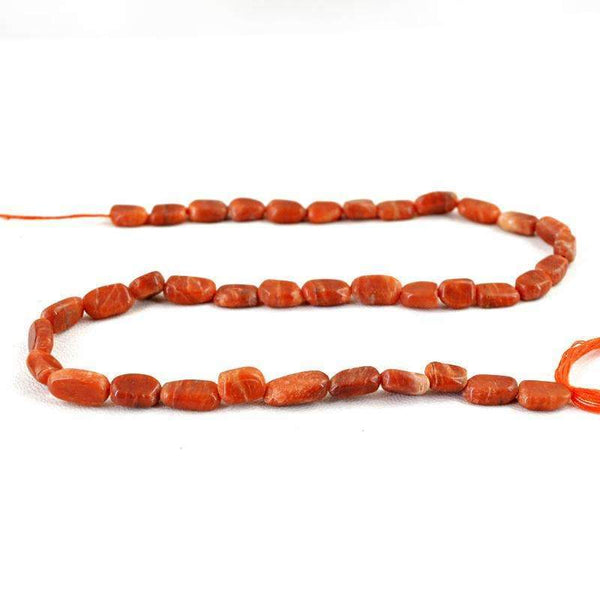 gemsmore:Natural Red Jasper Beads Strand - Untreated Drilled