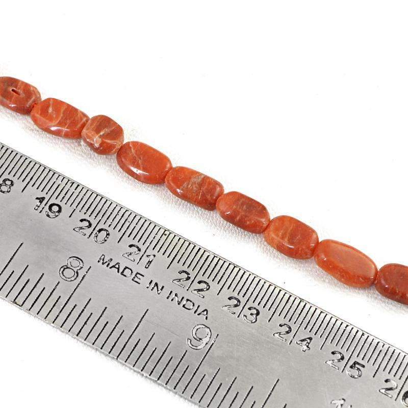 gemsmore:Natural Red Jasper Beads Strand - Untreated Drilled