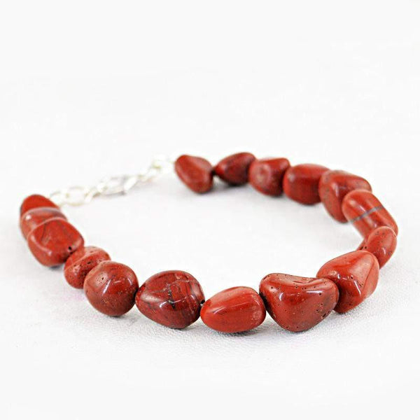 gemsmore:Natural Red Jasper Bracelet Untreated Genuine Beads