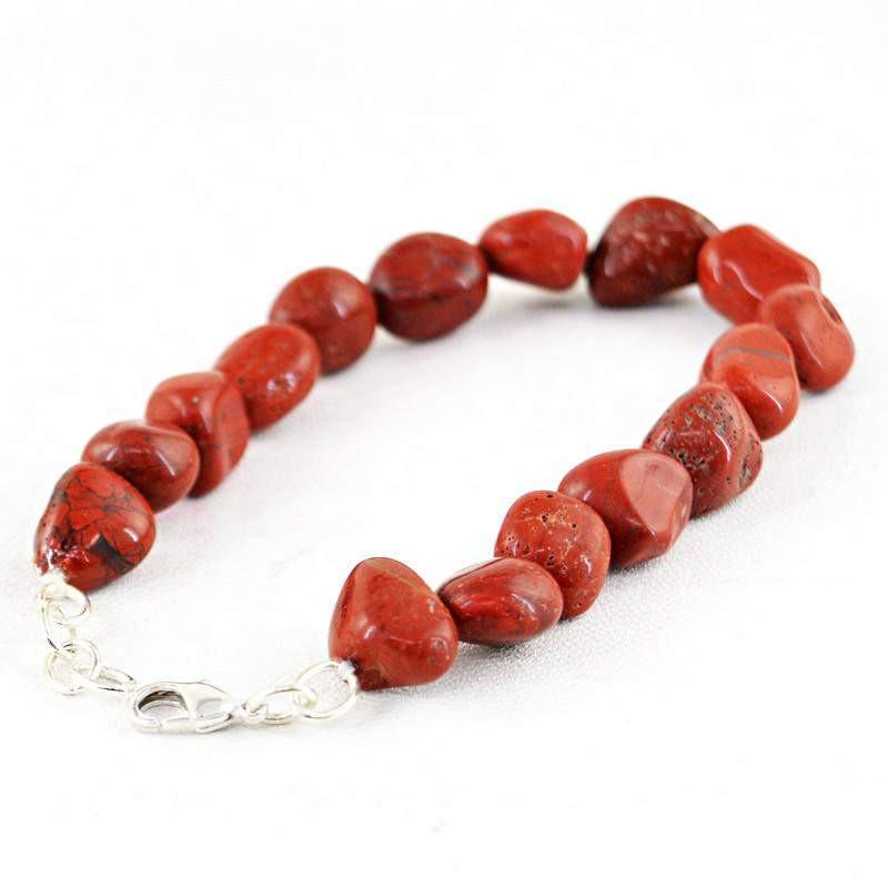 gemsmore:Natural Red Jasper Bracelet Untreated Genuine Beads