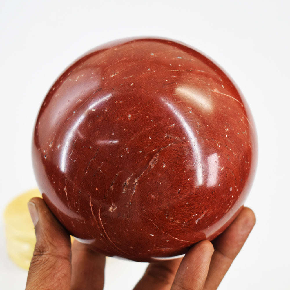 gemsmore:Natural Red Jasper Carved Crystal Healing Sphere - Massive Size