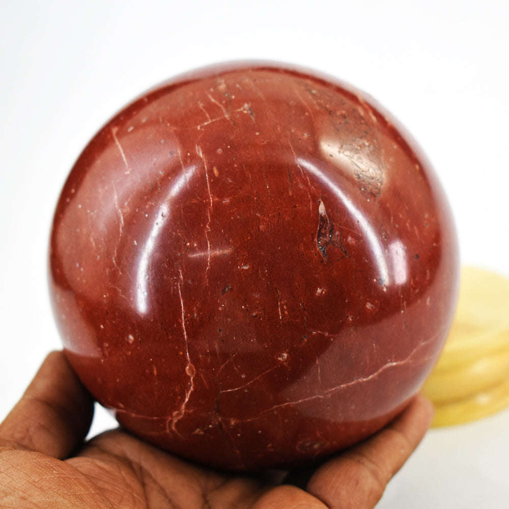 gemsmore:Natural Red Jasper Carved Crystal Healing Sphere - Massive Size