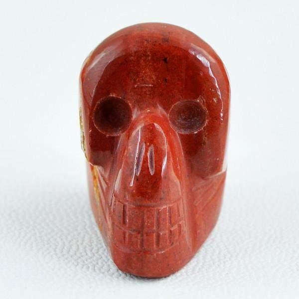 gemsmore:Natural Red Jasper Carved Skull Gemstone