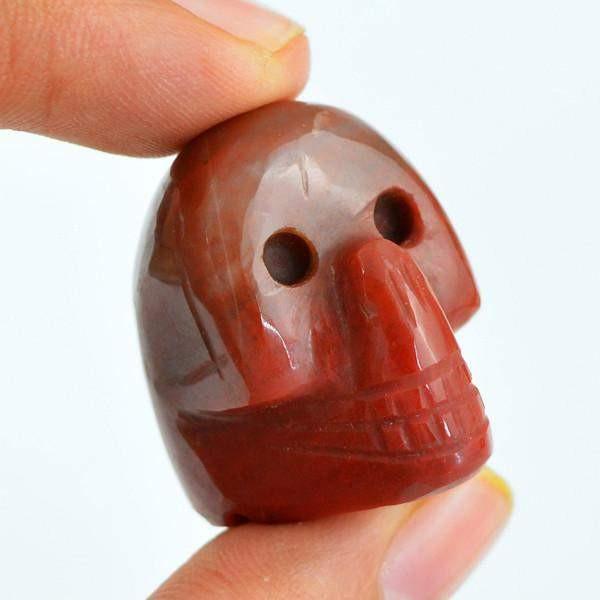gemsmore:Natural Red Jasper Carved Skull Gemstone