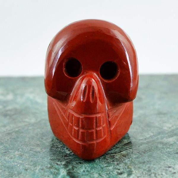 gemsmore:Natural Red Jasper Carved Skull Gemstone