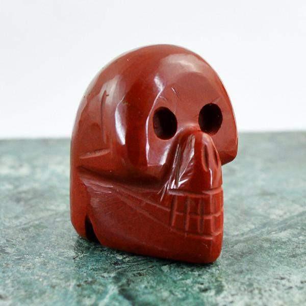 gemsmore:Natural Red Jasper Carved Skull Gemstone