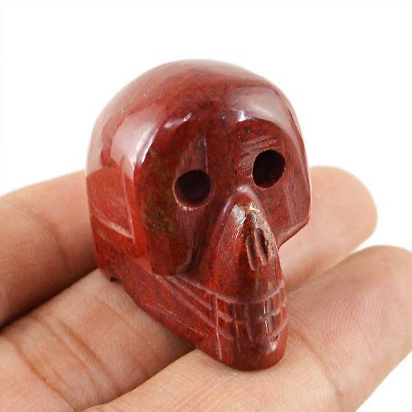 gemsmore:Natural Red Jasper Carved Skull Gemstone