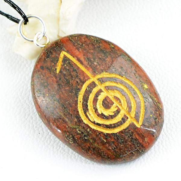 gemsmore:Natural Red Jasper Chakra Reiki Healing Gemstone Pendant