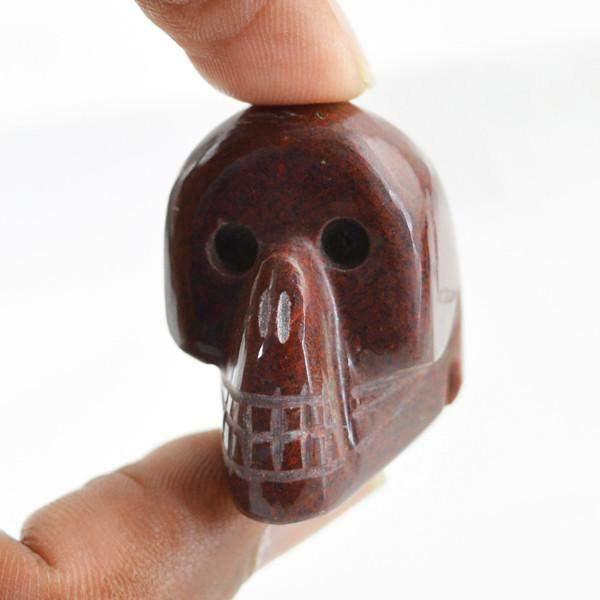 gemsmore:Natural Red Jasper Hand Carved Skull Gemstone