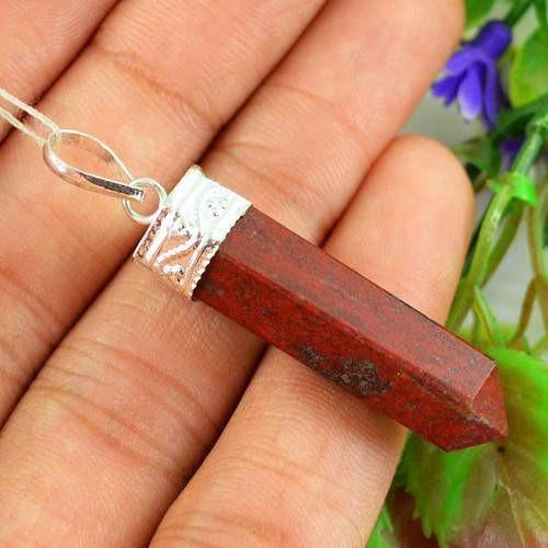 gemsmore:Natural Red Jasper Healing Point Pendant